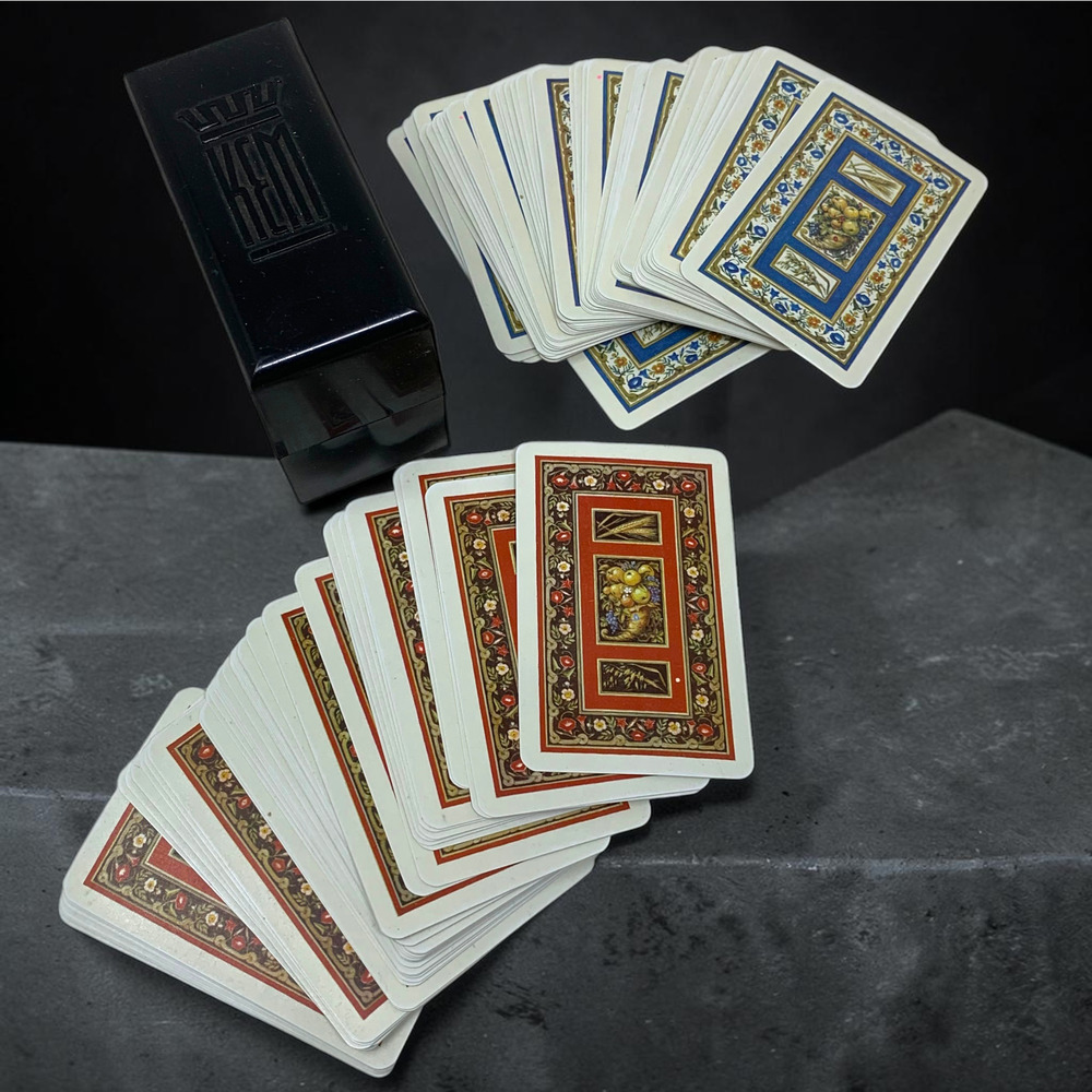 Vintage 1930's KEM 2 Deck Playing Cards Set Neillite Case Double Deck Complete